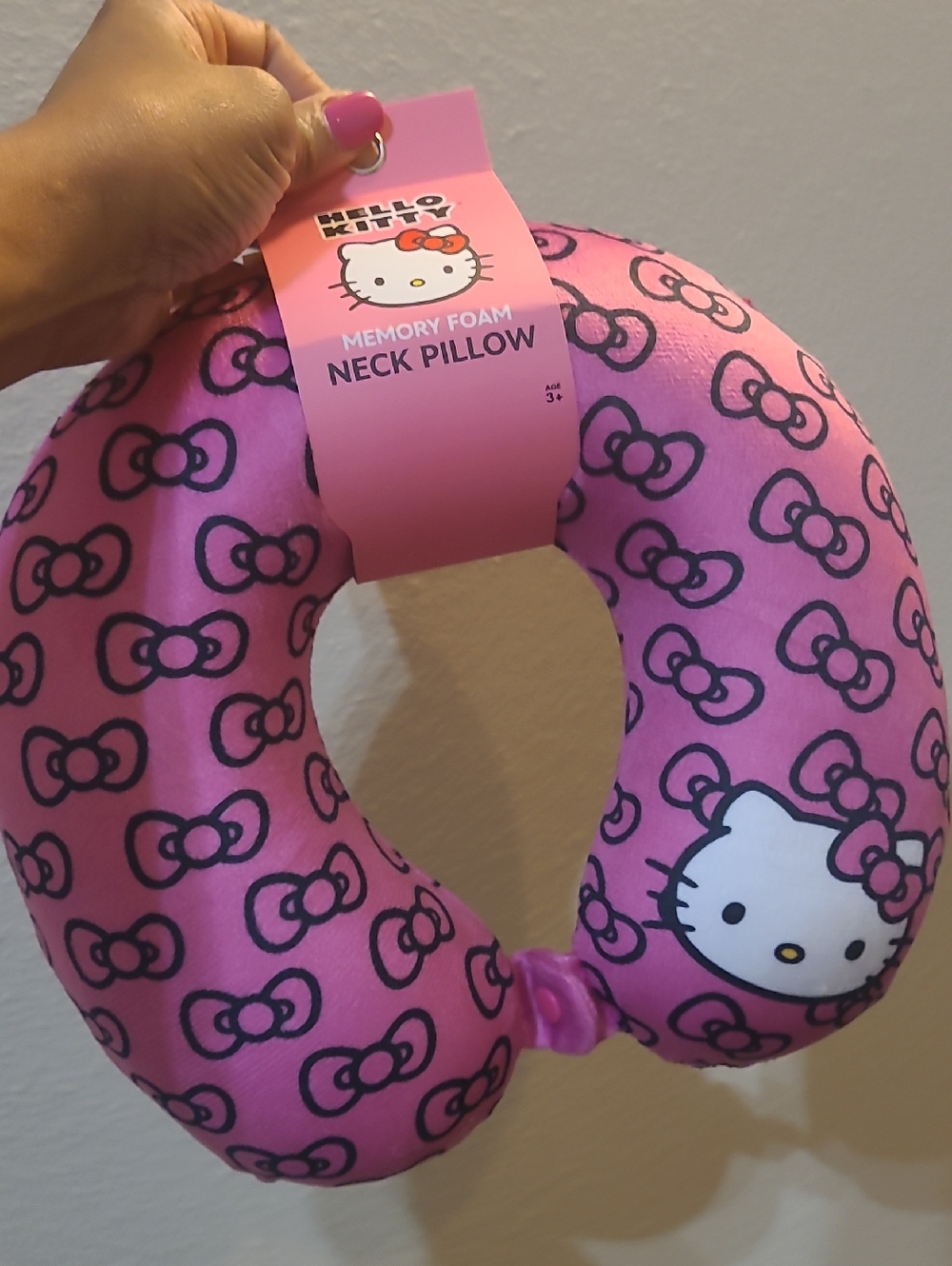 Hello Kitty Pink Bow-Print Memory Foam Neck Pillow